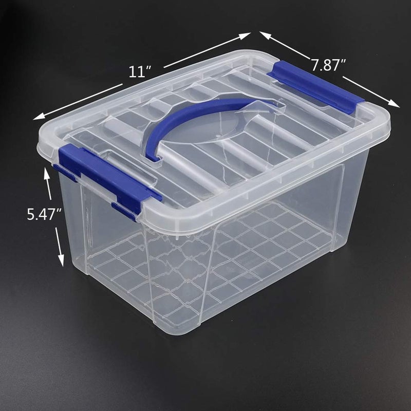 EudokkyNA 6 L Plastic Storage Box, Clear Boxes with Handles Set of 6 - Image 2
